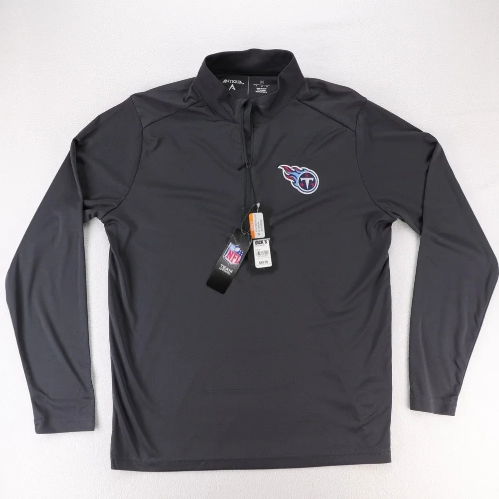 Tennessee‎ Titans Tribute Antigua 104644 Mens Quarter Zip Pullover Smoke Grey M